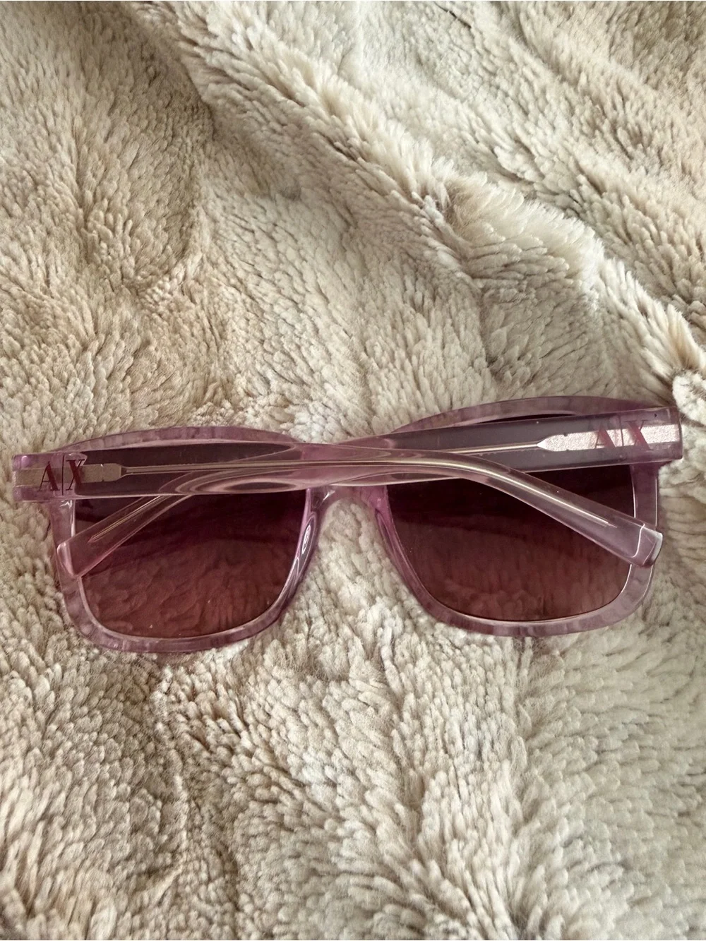 Armani Exchange Translucent Pink Oversized Square Sunglasses